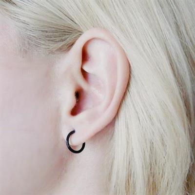 10 mm Siyah Cerrahi Çelik Düz Halka Helix Piercing Lob Kıkırdak Rook Daith Conch