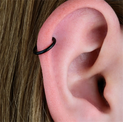 10 mm Siyah Cerrahi Çelik Düz Halka Helix Piercing Lob Kıkırdak Rook Daith Conch