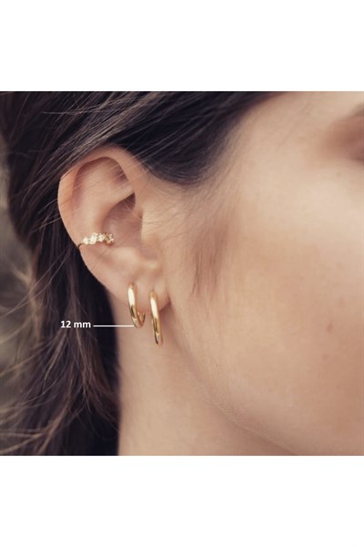 12 mm Cerrahi Çelik Gold Halka Küpe
