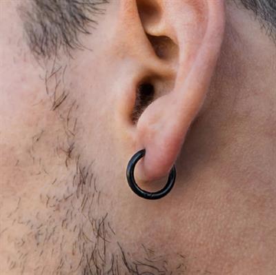 12 Mm Cerrahi Çelik Siyah Halka Küpe
