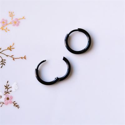 12 Mm Cerrahi Çelik Siyah Halka Küpe
