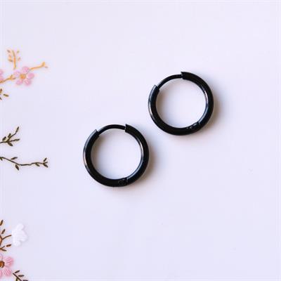 12 Mm Cerrahi Çelik Siyah Halka Küpe