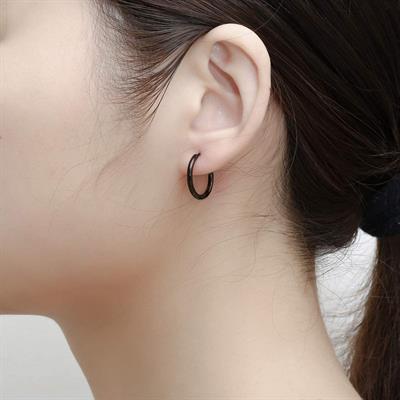 12 Mm Cerrahi Çelik Siyah Halka Küpe