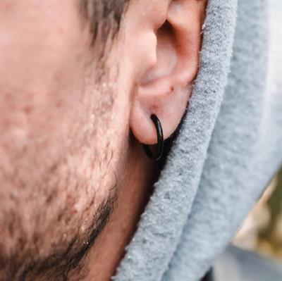 12 Mm Cerrahi Çelik Siyah Halka Küpe