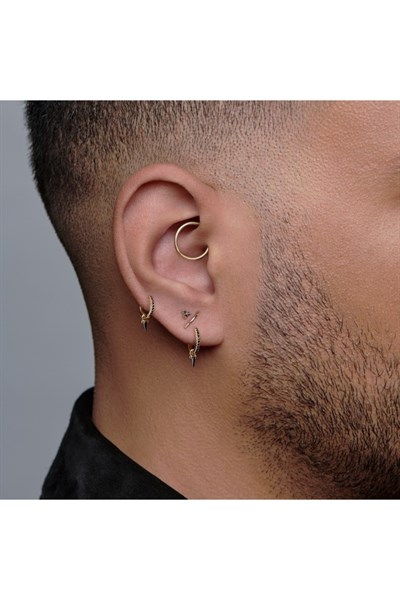 12 mm Gold Cerrahi Çelik Düz Halka Helix Piercing Lob Kıkırdak Rook Daith Conch