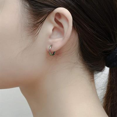 12 mm Hologram Cerrahi Çelik Düz Halka Helix Piercing Lob Kıkırdak Rook Daith Conch