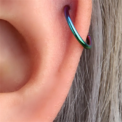 12 mm Hologram Cerrahi Çelik Düz Halka Helix Piercing Lob Kıkırdak Rook Daith Conch