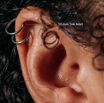 12 mm Silver Cerrahi Çelik Düz Halka Helix Piercing Lob Kıkırdak Rook Daith Conch
