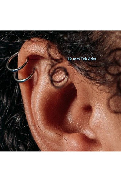 12 mm Silver Cerrahi Çelik Düz Halka Helix Piercing Lob Kıkırdak Rook Daith Conch
