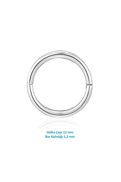 12 mm Silver Cerrahi Çelik Düz Halka Helix Piercing Lob Kıkırdak Rook Daith Conch