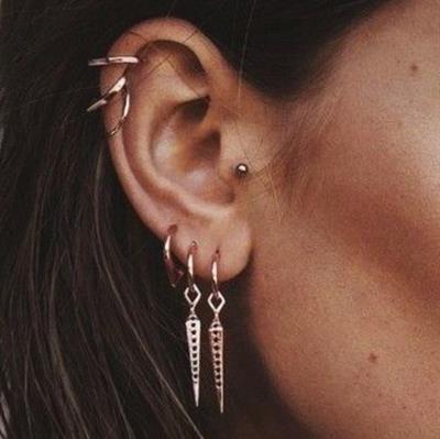 12 mm Silver Cerrahi Çelik Düz Halka Helix Piercing Lob Kıkırdak Rook Daith Conch