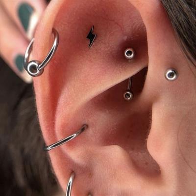 12 mm Silver Cerrahi Çelik Düz Halka Helix Piercing Lob Kıkırdak Rook Daith Conch