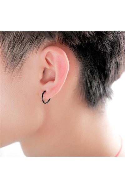 12 mm Siyah Cerrahi Çelik Düz Halka Helix Piercing Lob Kıkırdak Rook Daith Conch