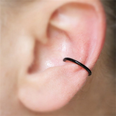 12 mm Siyah Cerrahi Çelik Düz Halka Helix Piercing Lob Kıkırdak Rook Daith Conch