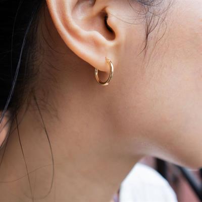14 mm Cerrahi Çelik Gold Halka Küpe