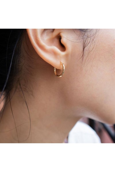 14 mm Cerrahi Çelik Gold Halka Küpe