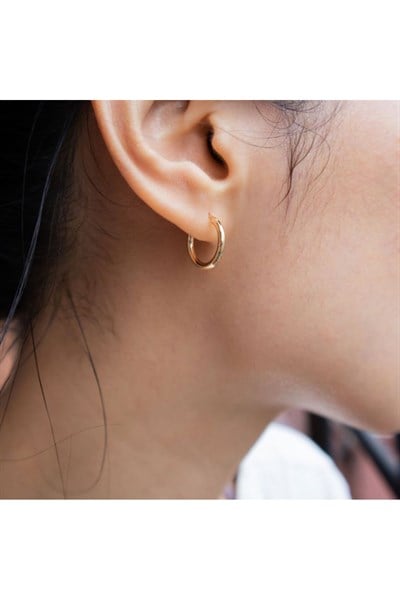 14 mm Cerrahi Çelik Gold Halka Küpe