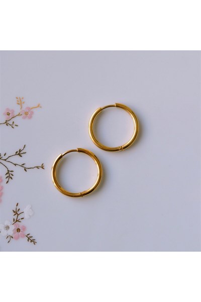 14 mm Cerrahi Çelik Gold Halka Küpe
