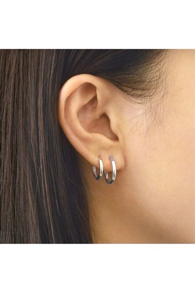 14 mm Cerrahi Çelik Halka Küpe Gümüş Renkli