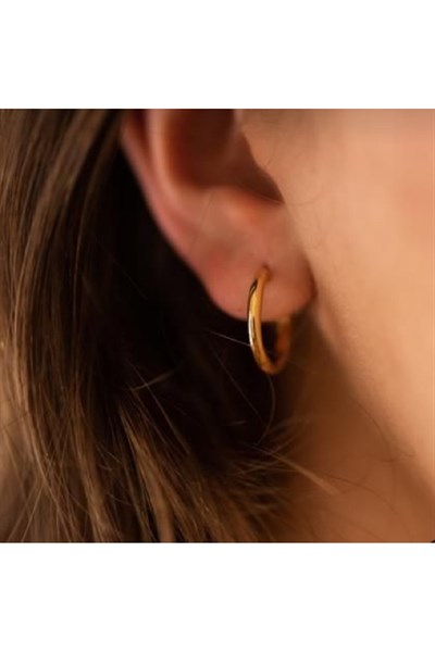 16 mm Cerrahi Çelik Gold Halka Küpe