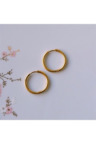 16 mm Cerrahi Çelik Gold Halka Küpe