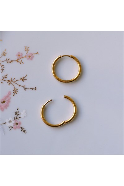 16 mm Cerrahi Çelik Gold Halka Küpe