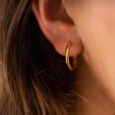 16 mm Cerrahi Çelik Gold Halka Küpe