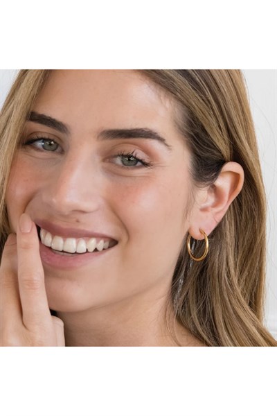 18 mm Cerrahi Çelik Gold Halka Küpe