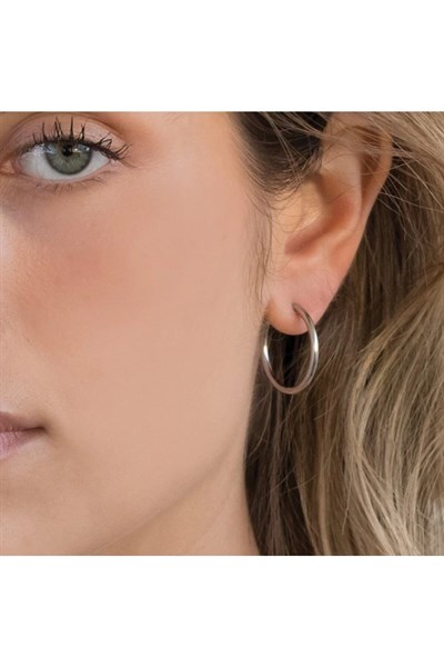 18 Mm Cerrahi Çelik Halka Küpe Gümüş Renkli