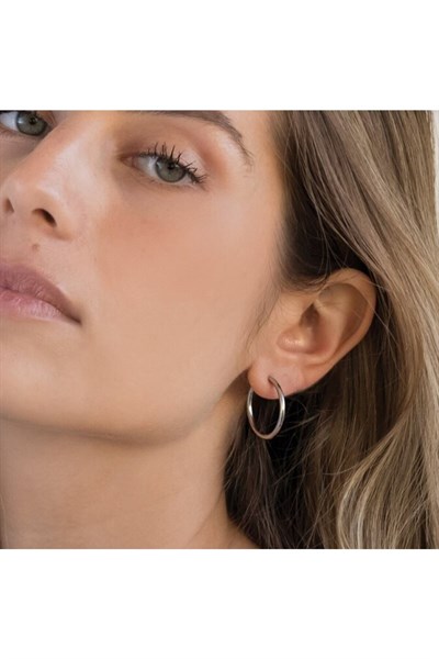 18 Mm Cerrahi Çelik Halka Küpe Gümüş Renkli