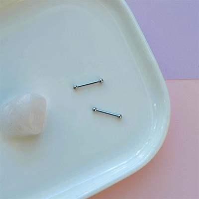 2 Adet 316L Çelik Mini Toplu Nipple, Kulak ve Dil Piercing – 10 mm, Çift Taraflı