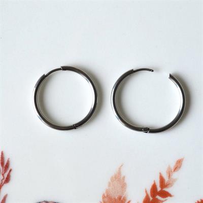 20 mm Cerrahi Çelik Düz Çelik Halka Küpe Gümüş Renkli