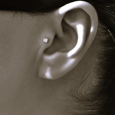3 MM Tektaş Cerrahi Çelik Piercing Tragus Helix Kıkırdak Conch Gümüş Renk 6 Mm