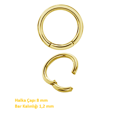 316 L Çelik Küçük Düz Halka Göbek Piercingi 8 mm