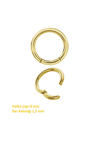 316 L Çelik Küçük Düz Halka Göbek Piercingi 8 mm