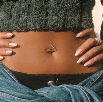 316 L Çelik Küçük Topçuklu Düz Halka Göbek Piercingi 6 mm Silver Renk