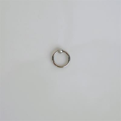 316 L Çelik Küçük Topçuklu Düz Halka Göbek Piercingi 8 mm Silver Renk