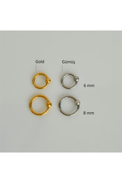 316 L Çelik Küçük Topçuklu Düz Halka Göbek Piercingi 8 mm Gold Renk