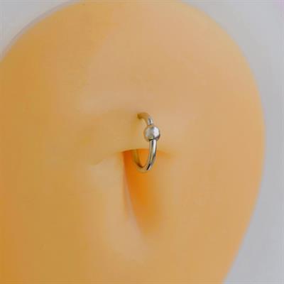 316 L Çelik Küçük Topçuklu Düz Halka Göbek Piercingi 8 mm Silver Renk