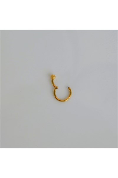 316 L Çelik Küçük Topçuklu Düz Halka Göbek Piercingi 8 mm Gold Renk