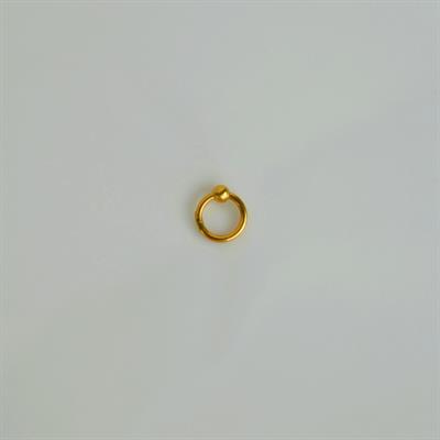 316 L Çelik Küçük Topçuklu Düz Halka Göbek Piercingi 6 mm Gold Renk