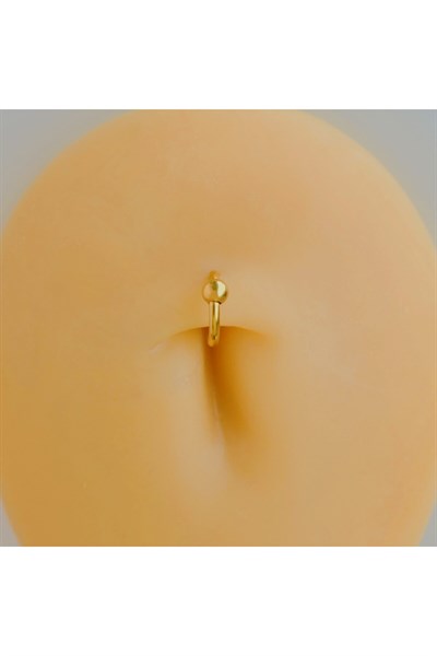 316 L Çelik Küçük Topçuklu Düz Halka Göbek Piercingi 6 mm Gold Renk