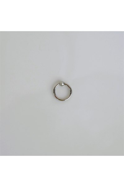 316 L Çelik Küçük Topçuklu Düz Halka Göbek Piercingi 8 mm Silver Renk