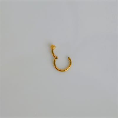 316 L Çelik Küçük Topçuklu Düz Halka Göbek Piercingi 8 mm Gold Renk