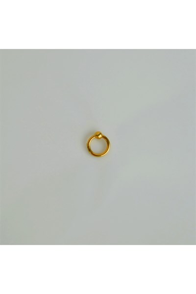 316 L Çelik Küçük Topçuklu Düz Halka Göbek Piercingi 6 mm Gold Renk