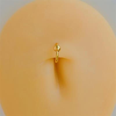316 L Çelik Küçük Topçuklu Düz Halka Göbek Piercingi 6 mm Gold Renk