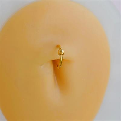316 L Çelik Küçük Topçuklu Düz Halka Göbek Piercingi 8 mm Gold Renk