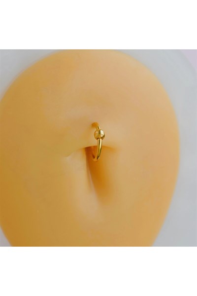 316 L Çelik Küçük Topçuklu Düz Halka Göbek Piercingi 8 mm Gold Renk