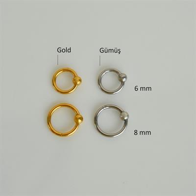 316 L Çelik Küçük Topçuklu Düz Halka Göbek Piercingi 6 mm Gold Renk