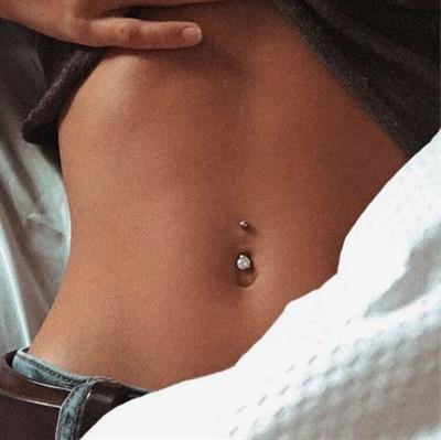 316 L Çelik Minimal Taşlı Göbek Piercingi 8 mm Silver Renk